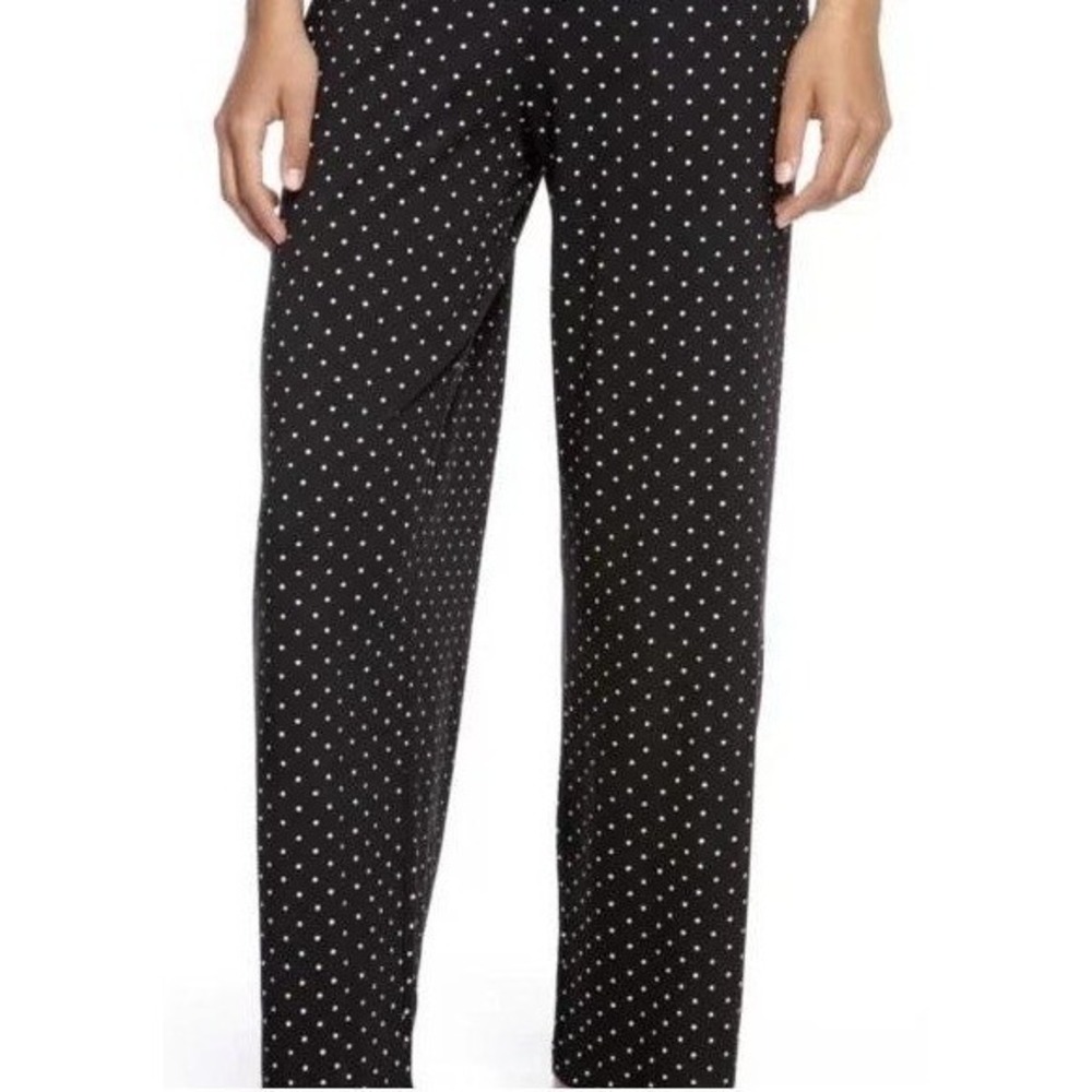 HUE SleepWell Temp Tech Pajama Pants Womens Medium Black Polka Dot Lounge‎ New